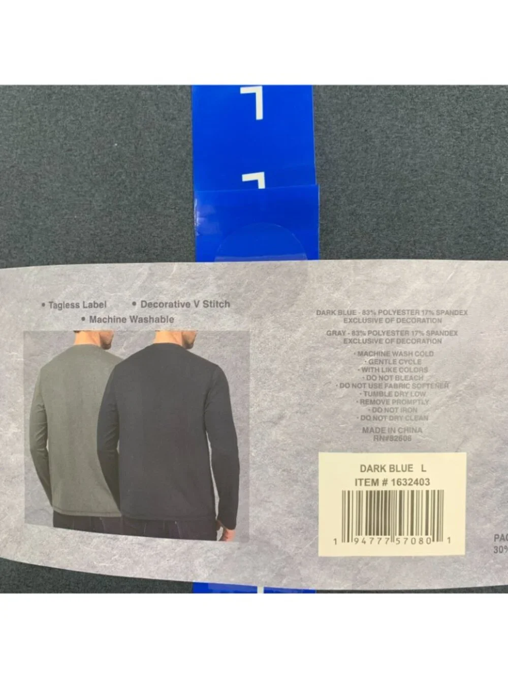 Rugged Elements Men's L 2-Pack Sueded Long Sleeve Sweatshirts Blue & Grey H2038 - Picture 6 of 8